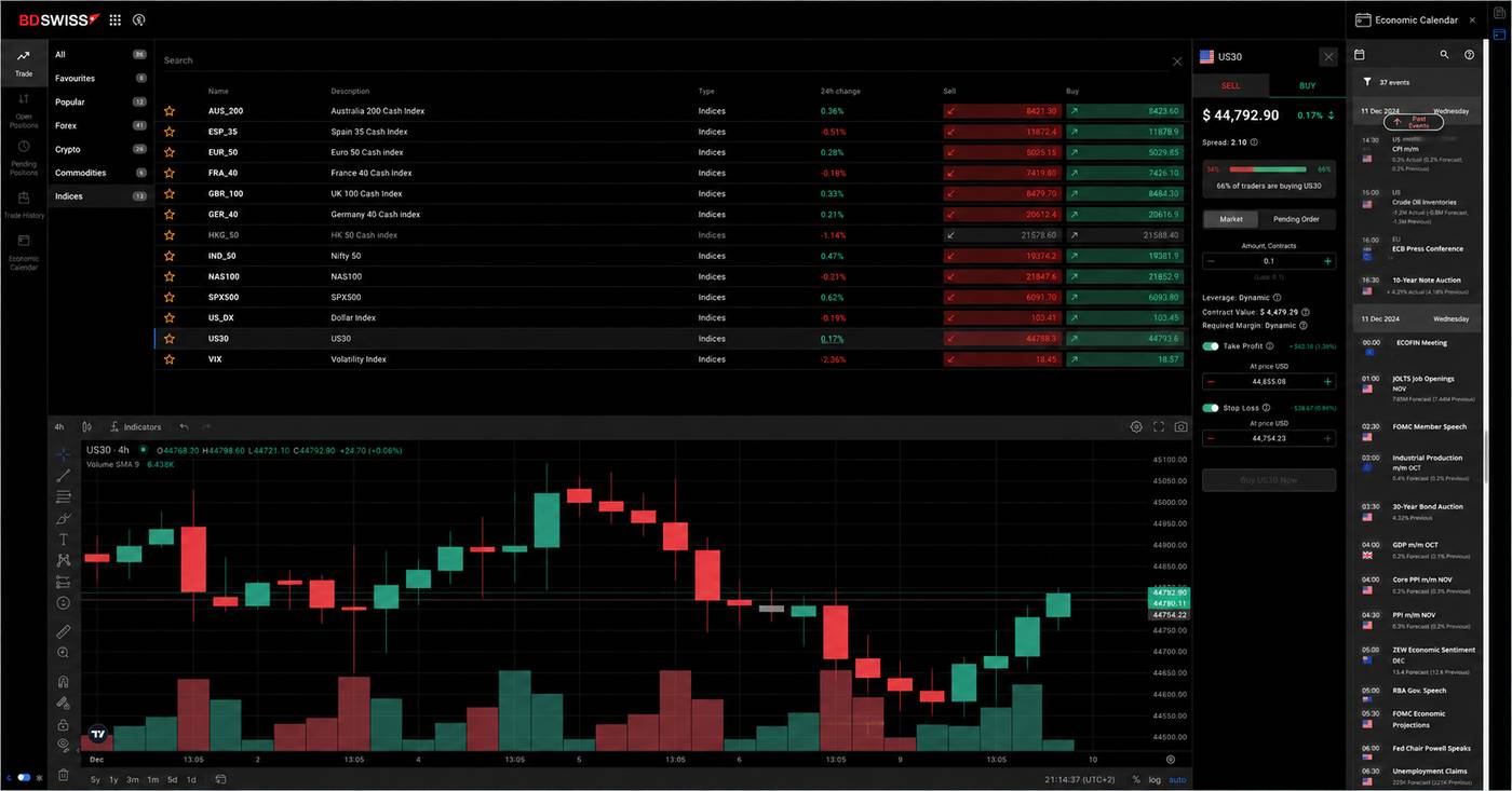 Screenshot of the BDSwiss website