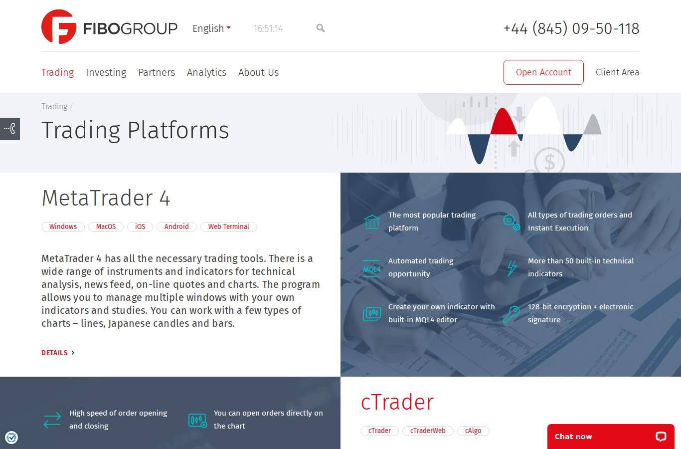 The platform page on the FIBO Group website