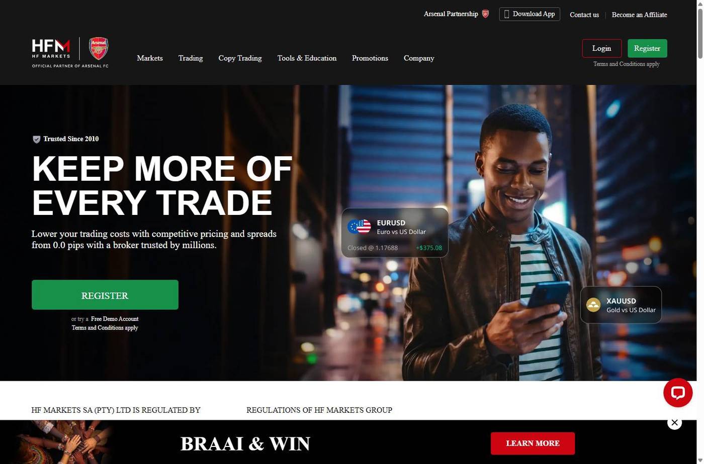 Screenshot of the HFM website