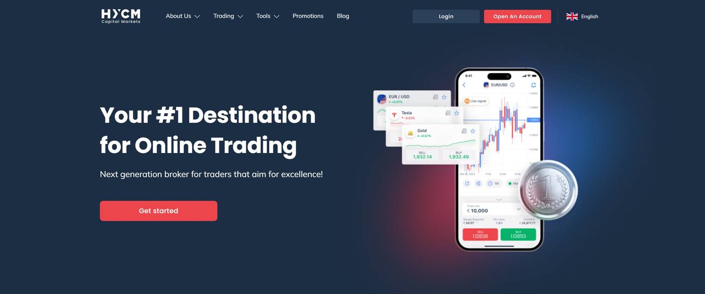 Screenshot of the HYCM website