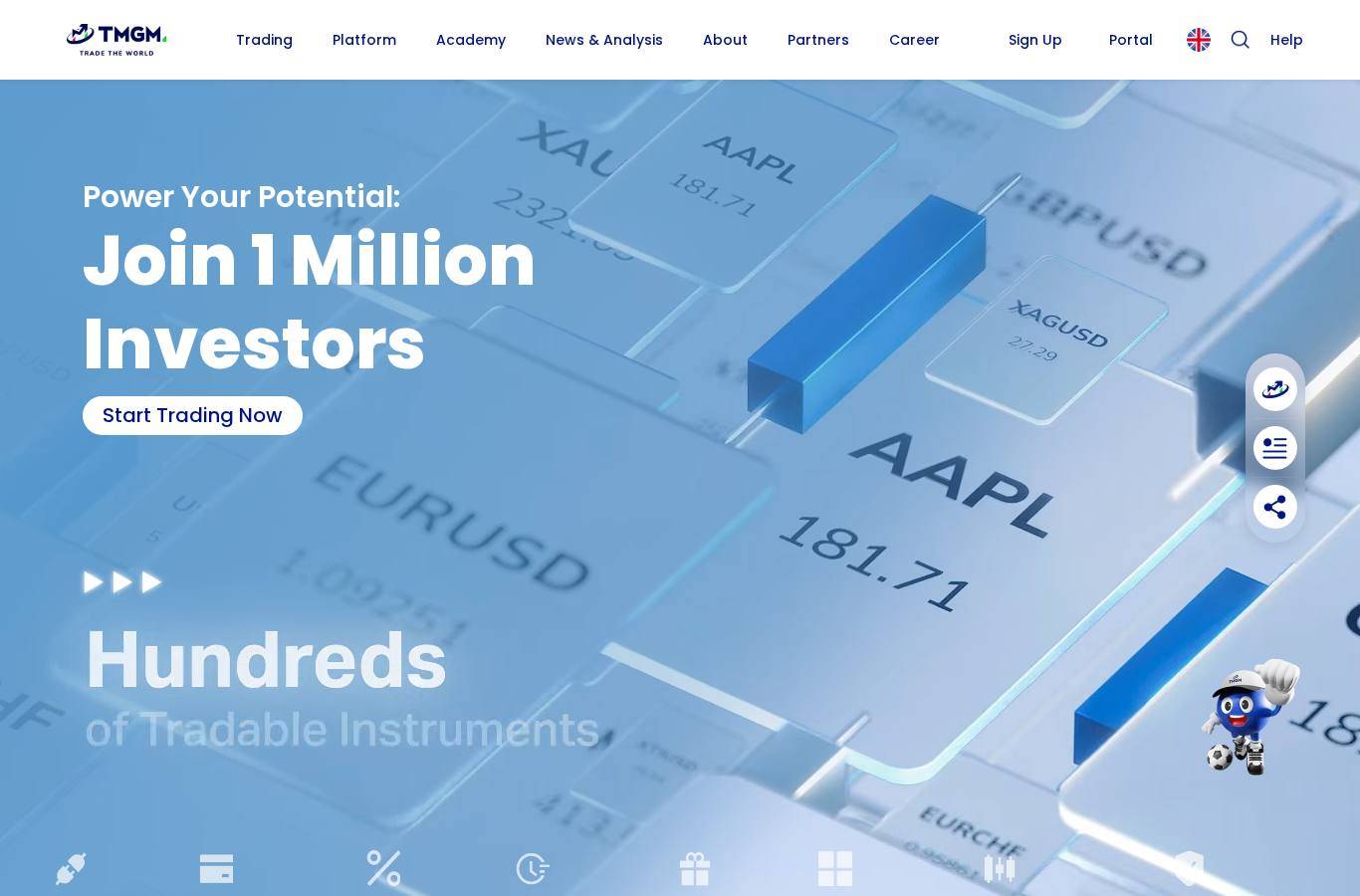 Screenshot of the TMGM website