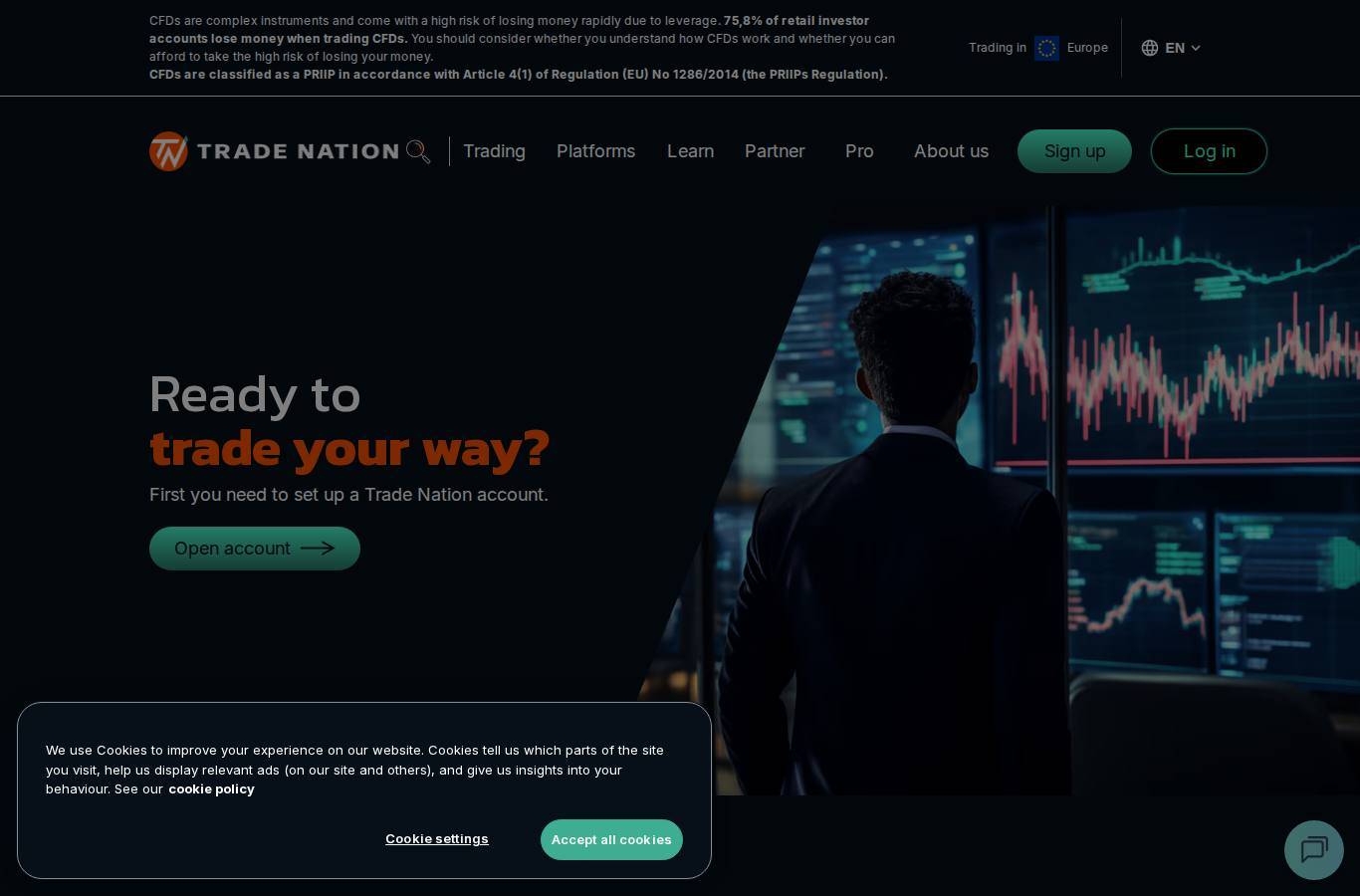 The platform page on the Trade Nation website